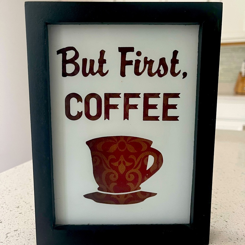 6”x8” Shadow Box Art “But First Coffee”